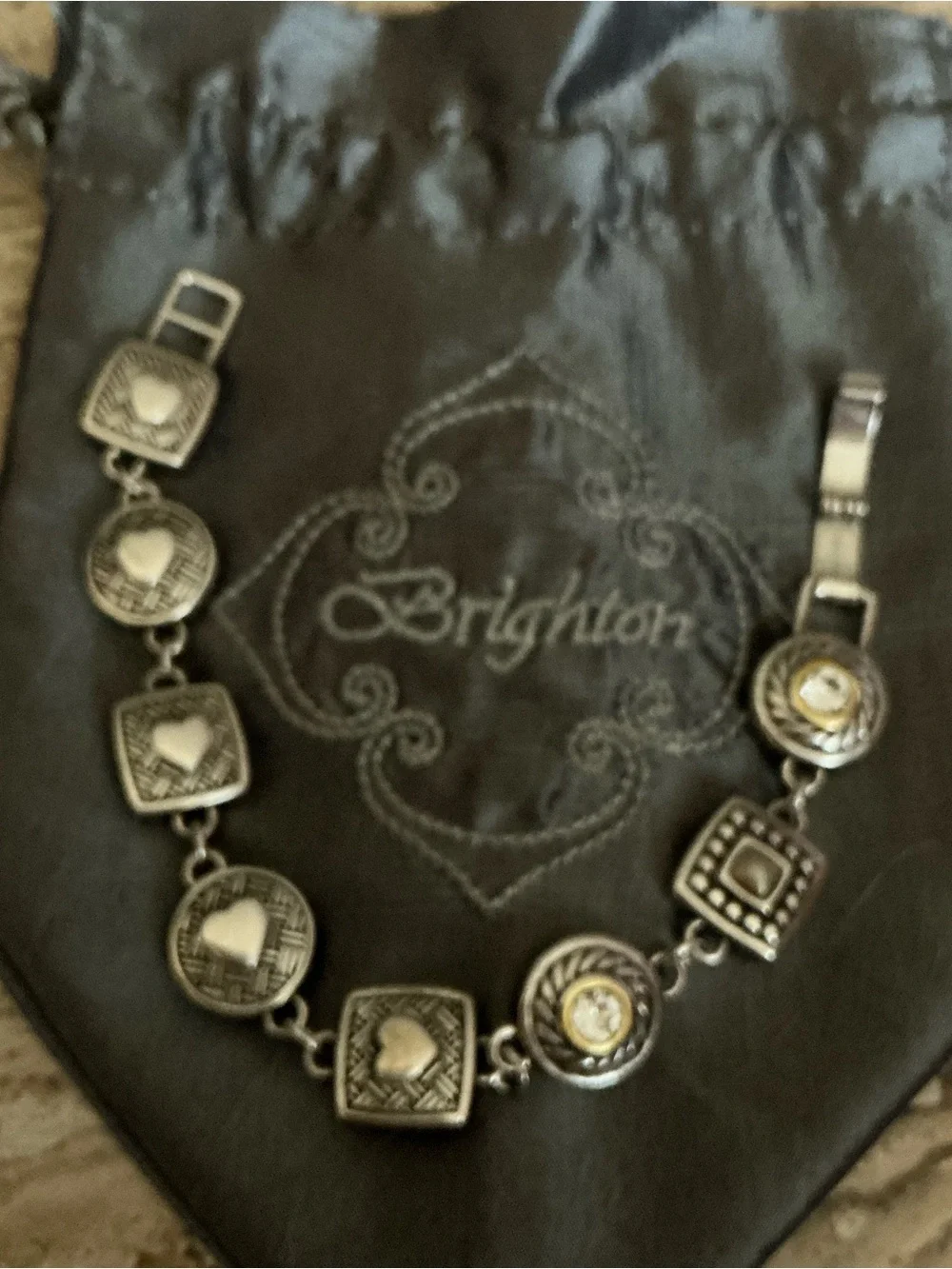 Brighton Two-Tone Silver and Gold Medallion Link Bracelet